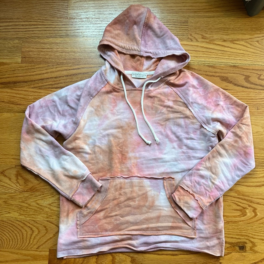 Paper Crane pink and orange tie dye hoodie size small